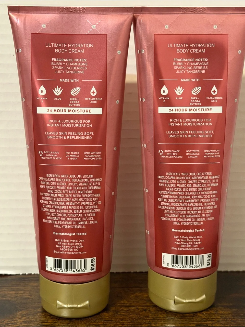 2 Bath & Body Works Champagne Toast Body Creams - Scents of Bubbly and Berries